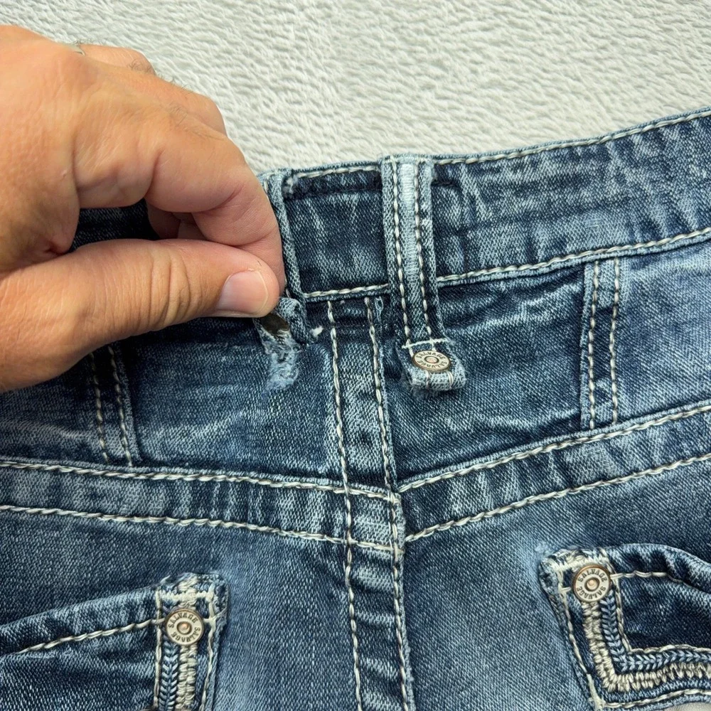 Salvage Jeans Mens 36R Blue Anarchy Relaxed Straight Distressed Acid Wash Denim